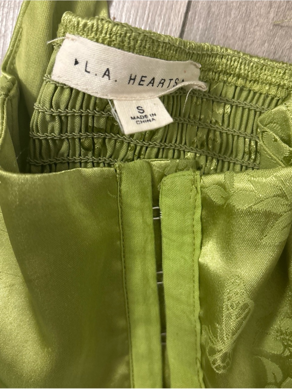 L.A. Hearts Lime Satin Floral Corset Crop Top - Picture 2 of 3